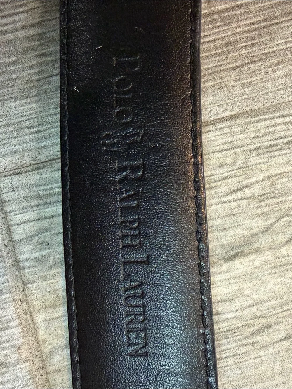 Polo Ralph Lauren Genuine Italian Leather Black Belt 36/95 Leather Metal Plate